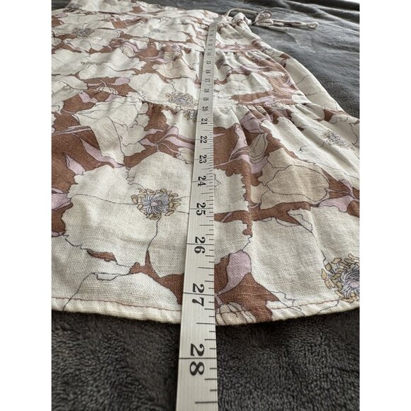 Abercrombie & Fitch Floral Tiered Dress S Brown White Linen Blend Y2k Sundress - Picture 11 of 11